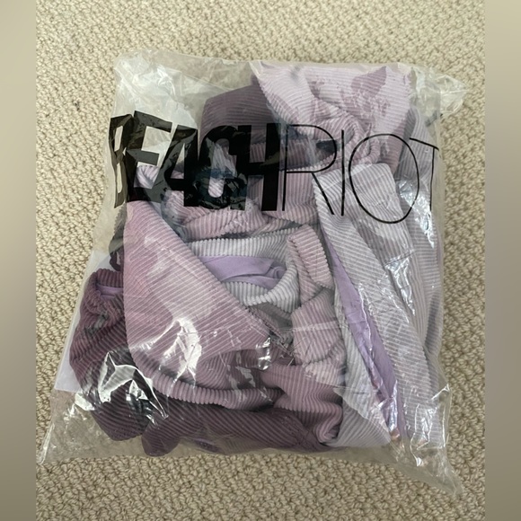 NWT Beach Riot Carlie One Piece - lavender fields colorblock size small - Picture 2 of 5